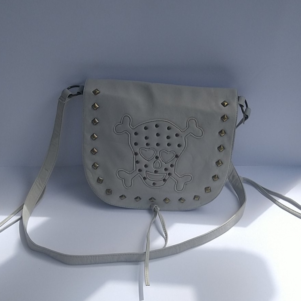 And white skull purse